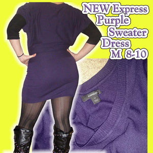 New EXPRESS Sexy Short Purple Sweater Dress M 8